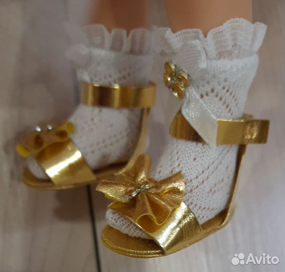 Золотые босоножки для куклы паола рейна обувь