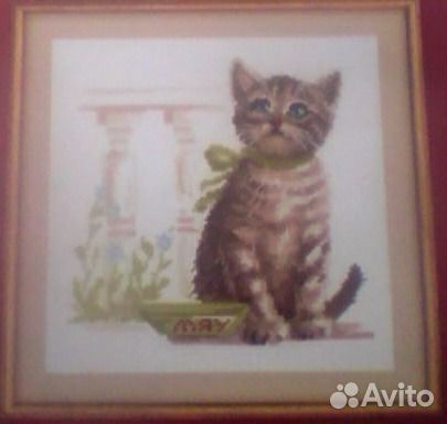 Картина вышитая Котенок
