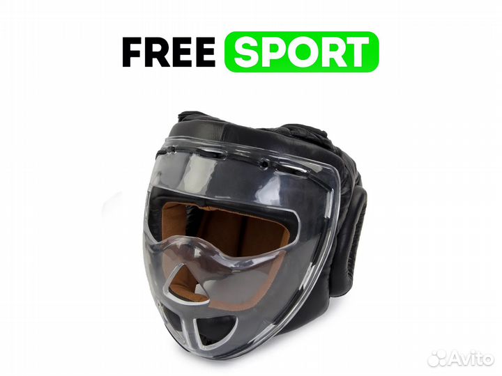 Шлем бокс. С защитной маской (нат. кожа) jabb черн