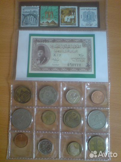 Набор монет, банкнот и марок Египта 
