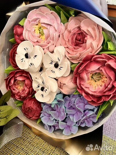 Букет из зефира Пионы и гортензии