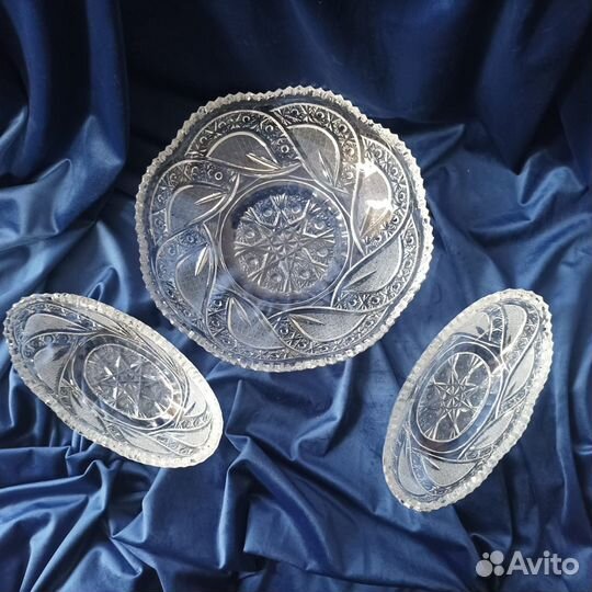 Вазы салатницы ладьи блюдо хрусталь винтаж