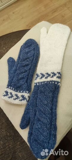 Варежки двойные из пуха норки