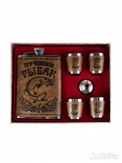 Фляжка, стопка в чехле, нож складной