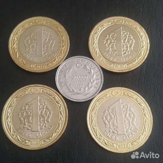 Монеты 1 лира (lira ) Турция