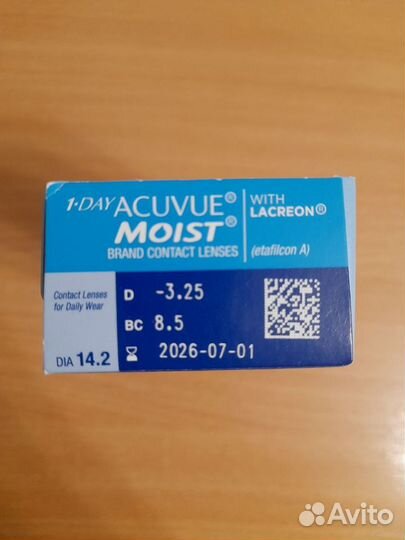 Ежедевные контактные линзы Acuvue Moist -3.25