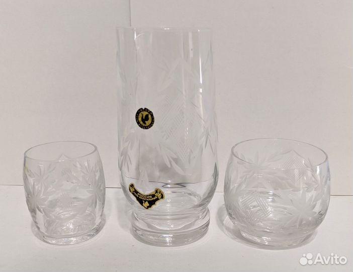 Набор стаканов, стопок (стекло, гравировка)