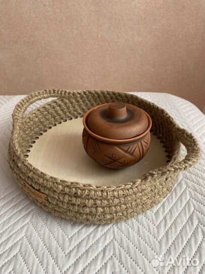 Поднос из джута корзинка