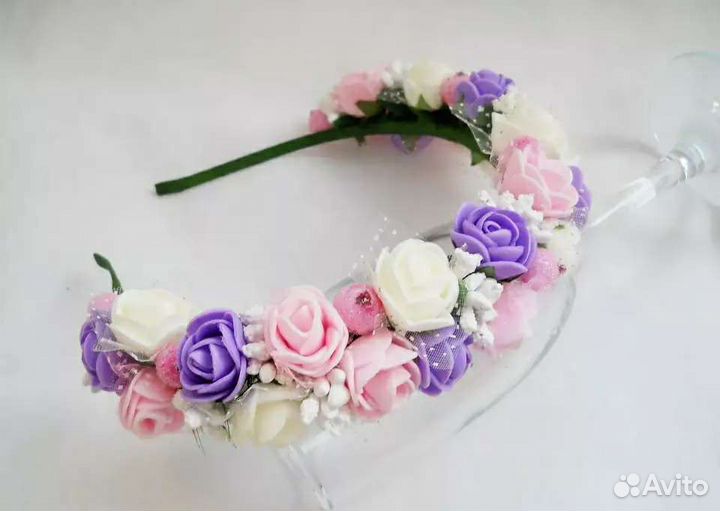 Ободок Ромашки, одуванчики, сирень, незабудки