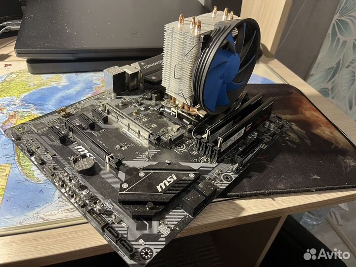 Материнская плата+куллер+ процессор+оперативка