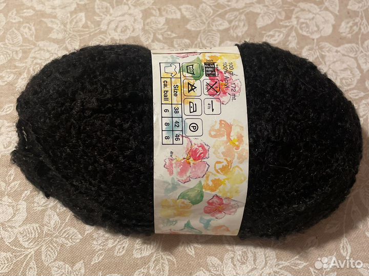 Пряжа черная букле акрил Орлис