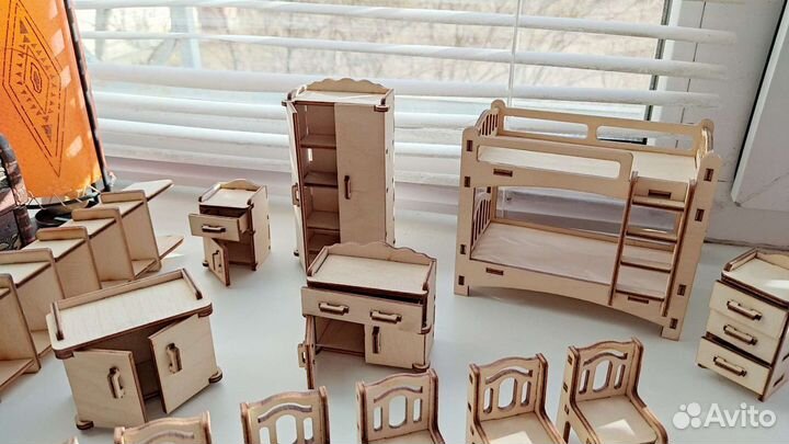 Мебель миниатюрная деревянная игровая конструктор