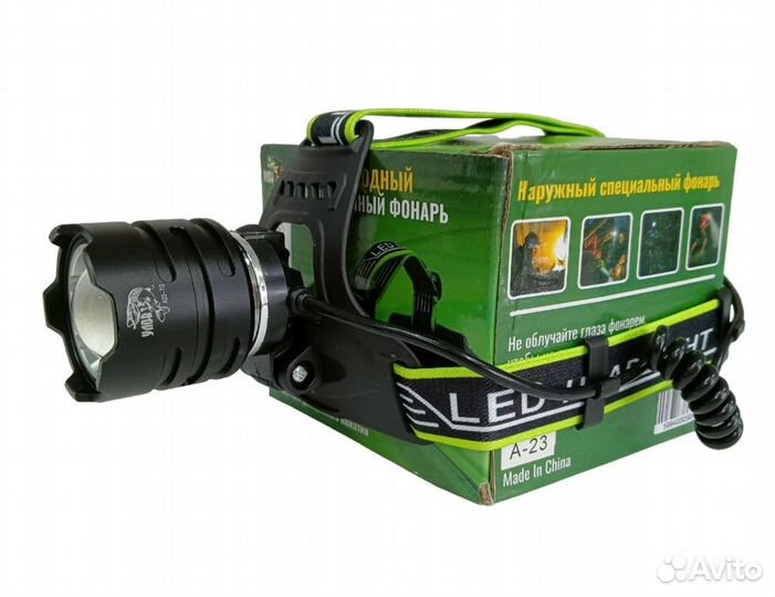 Фонарь налобный, А23-TG, с индикатором заряда
