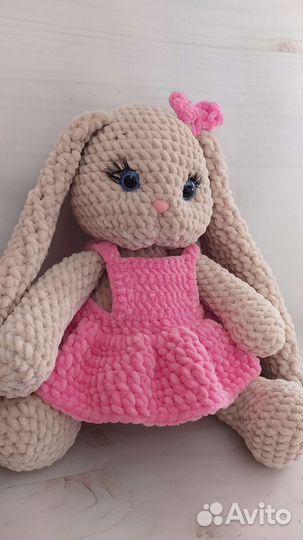 Плюшевый зайка,ручная работа, вязаные игрушки