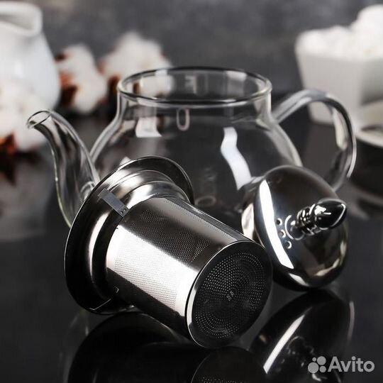 Чайник стеклянный заварочный с металлическим ситом