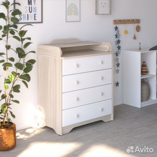 Комод айден Ясень Шимо светлый/Белый