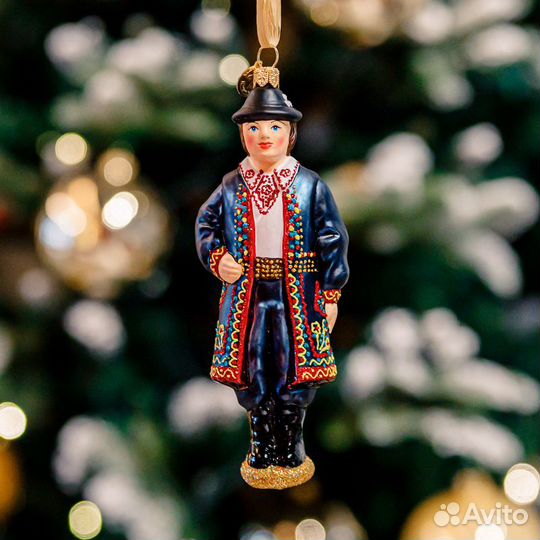 Стеклянная елочная игрушка Польский костюм Польша