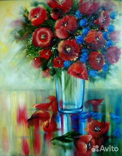 Картина маслом на холсте цветы, картина под заказ