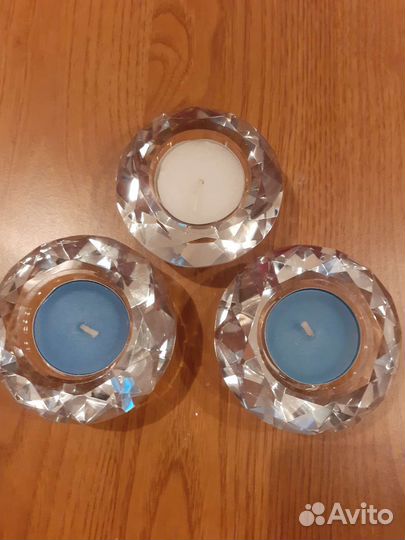 Подсвечник Бриллиант со свечой, хрустальное стекло