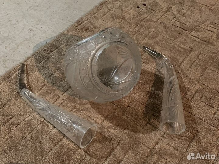 Хрустальные ваза и рог (2шт)