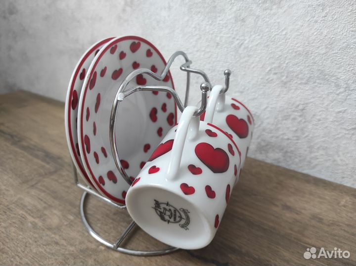 Фарфоровые кофейные пары на подставке