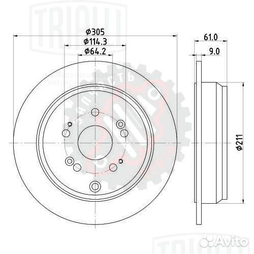 Диск тормозной задний для автомобилей Honda CR-V