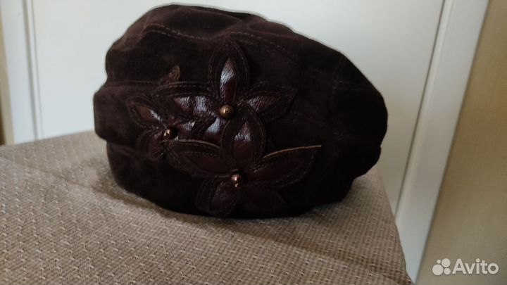 Берет женский нат. замша, утепленный