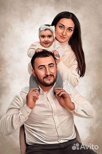 Портрет по фото на холсте