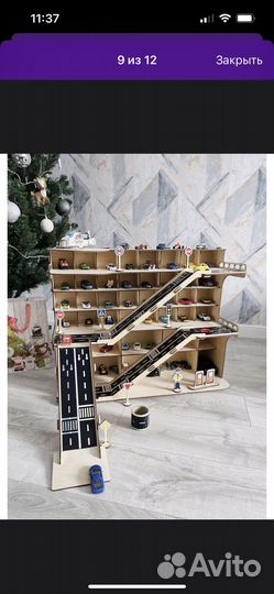 Парковка для машинок деревянная