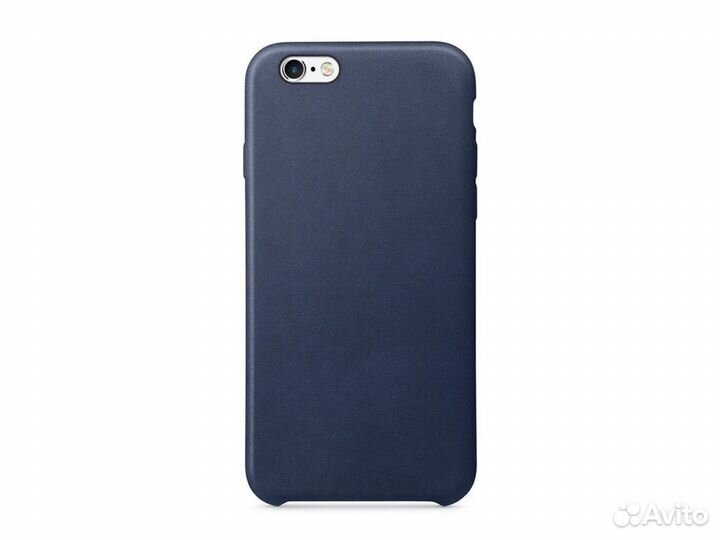 Чехол силиконовый для iPhone 6/6S (Синий-Кожа)