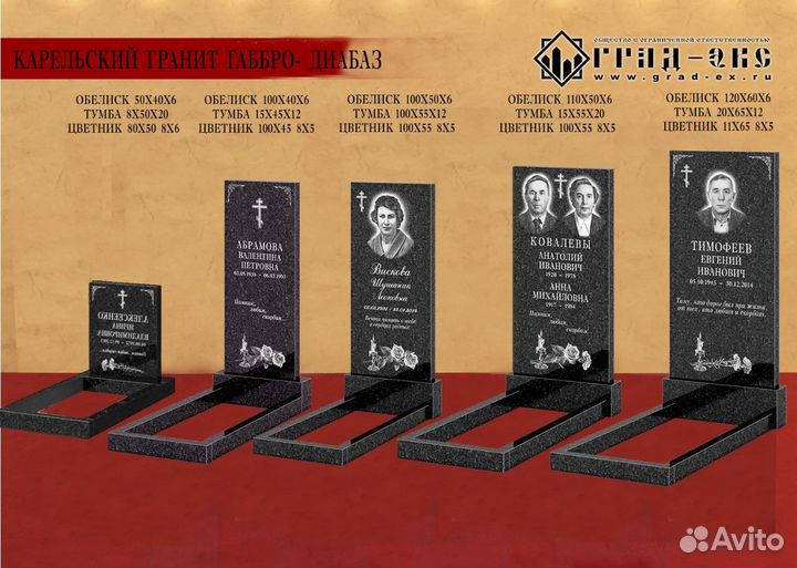 Памятники из Карельского гранита