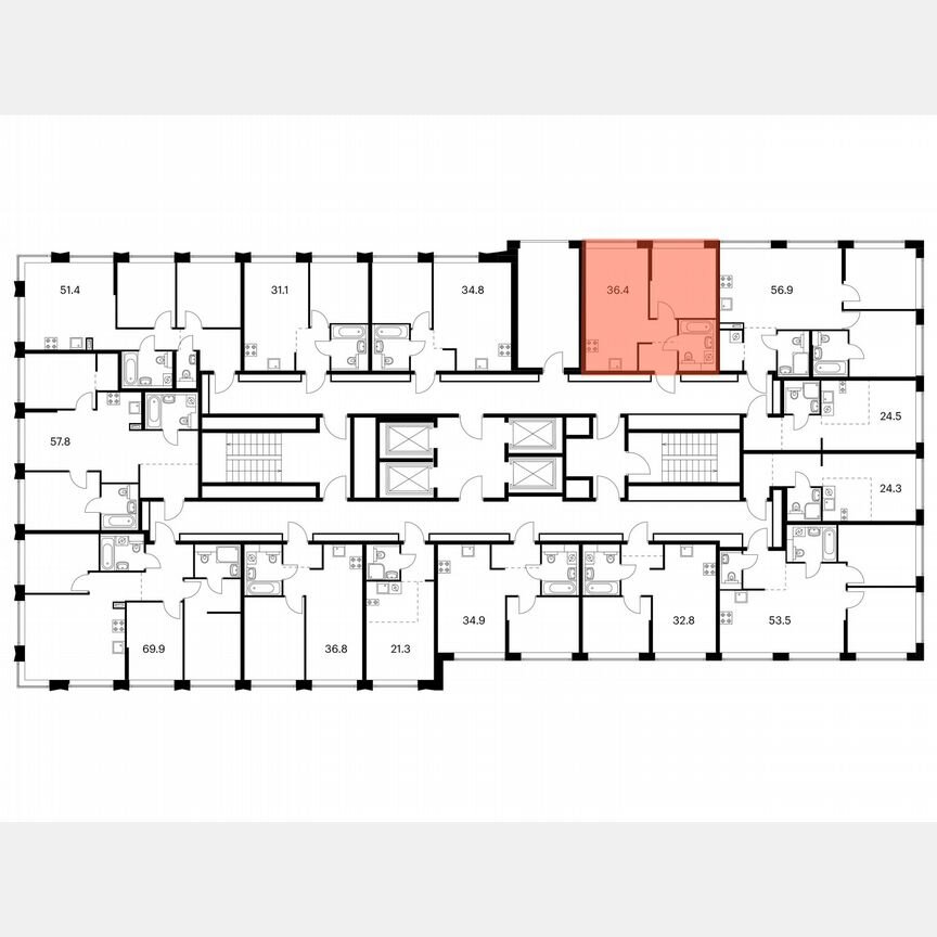 1-к. квартира, 36,4 м², 30/32 эт.