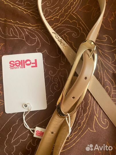 Новый ремень Италия бренд folies оригинал бежевый