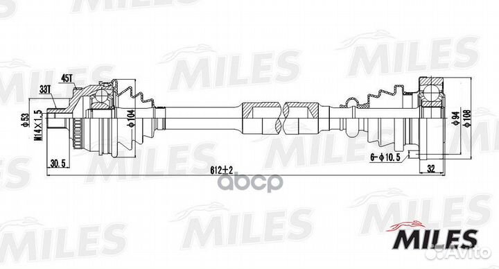 Привод в сборе левый audi A4/VW passat 1.8-2.0