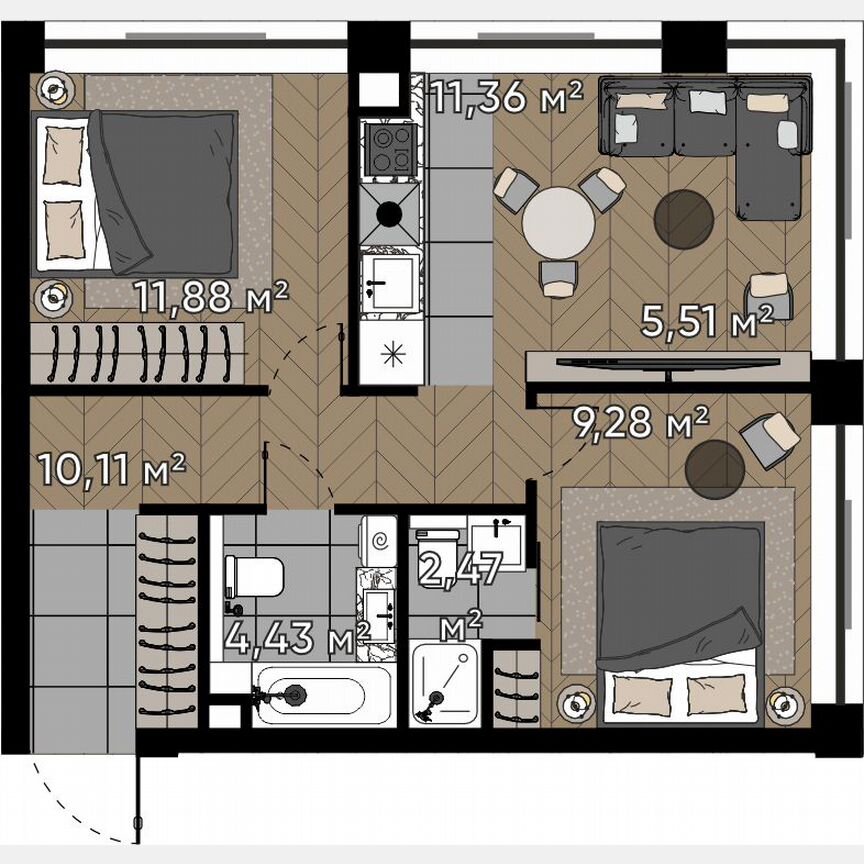 3-к. квартира, 55 м², 8/25 эт.