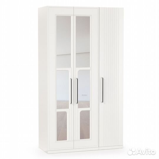 Шкаф для одежды 3-х створчатый с зеркалами Валенсия, цвет белый шагрень, шхгхв 126х54,2х225,3 см., у