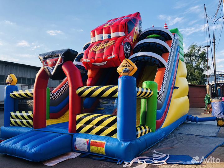 Детский надувной батут с горкой
