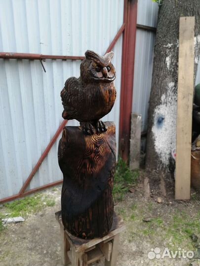 Филин, сова из дерева