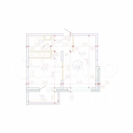 1-к. квартира, 38,4 м², 15/17 эт.