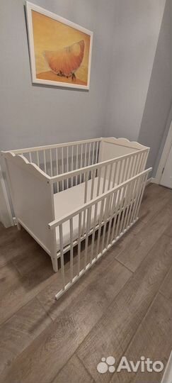 Кровать IKEA hensvik хенсвик + доп стенка 0-3+ лет