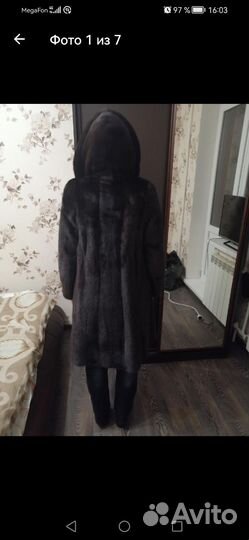 Шуба норковая с капюшоном