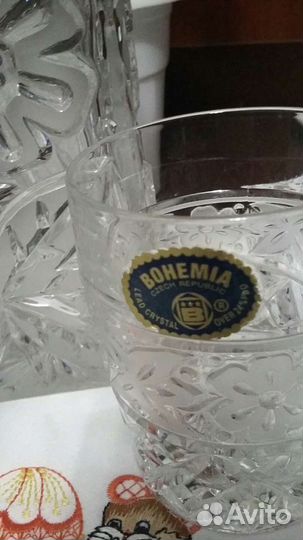 Хрустальный штоф и два стакана-богемия