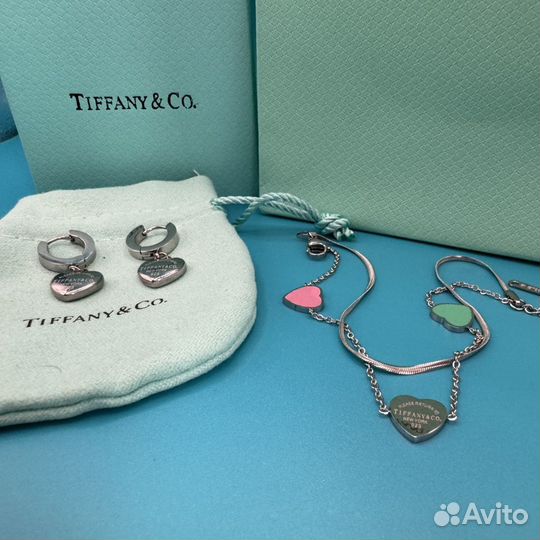 Tiffany браслет 3 + серьги silver