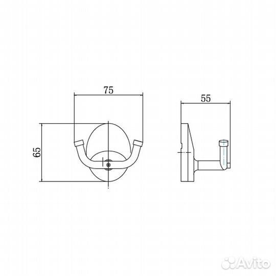 Крючок для ванной комнаты двойной fashun A1605-2