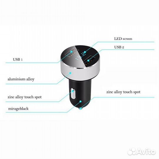 Крутой USB адаптер 3.1А в прикуриватель. Новый