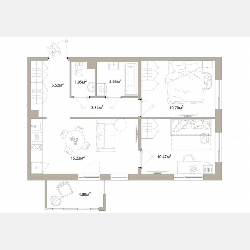 2-к. квартира, 52,1 м², 10/12 эт.