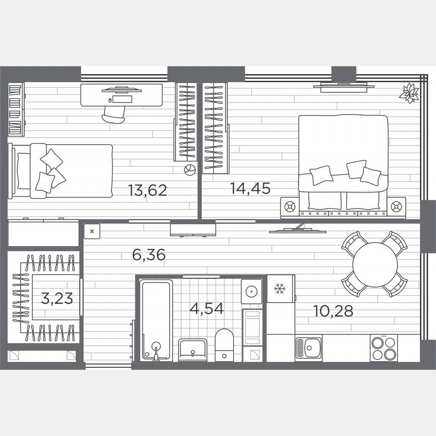 2-к. квартира, 52,5 м², 4/5 эт.