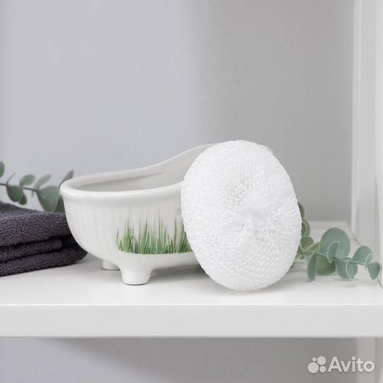 Подставка с губкой Доляна «Травка», 250 мл, ванна