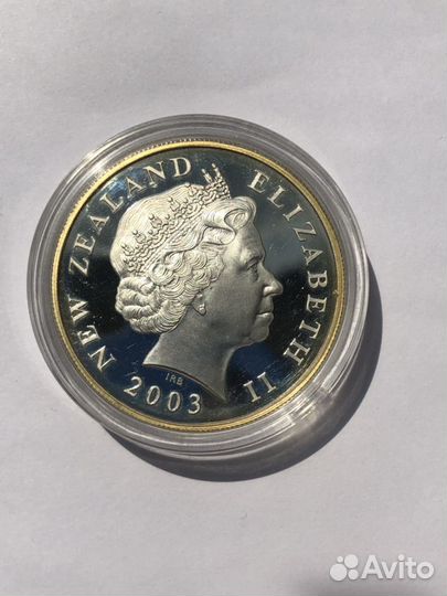 1 доллар Новая Зеландия. Серебро с позолотой. 2003