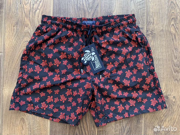 Мужские шорты-плавки Vilebrequin (чёрно-красный)